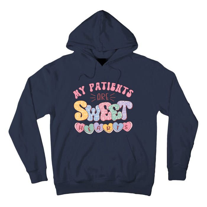 Retro Valentine's Day Nurse My Patients Are Sweet Hearts CNA Tall Hoodie