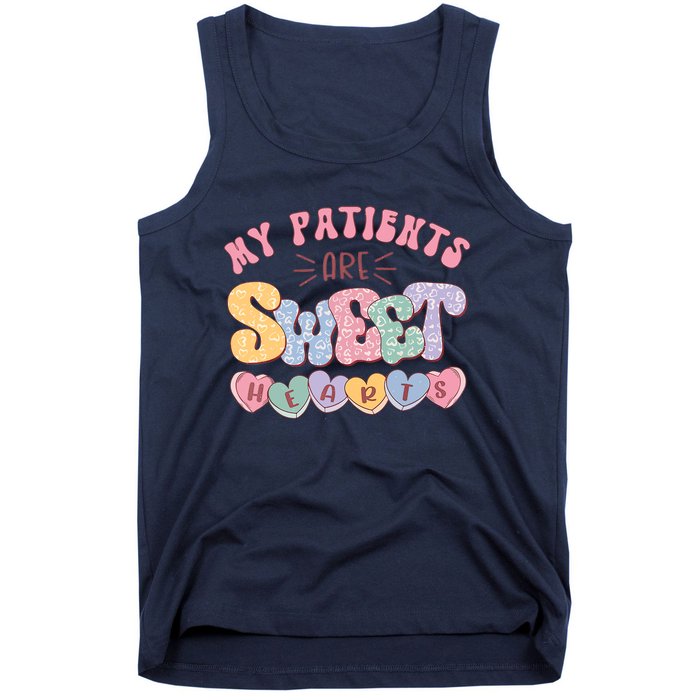 Retro Valentine's Day Nurse My Patients Are Sweet Hearts CNA Tank Top