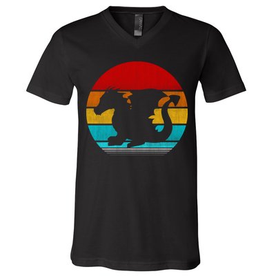 Retro Vintage Dragon V-Neck T-Shirt
