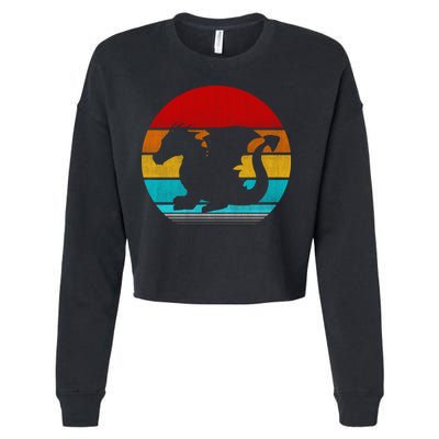 Retro Vintage Dragon Cropped Pullover Crew