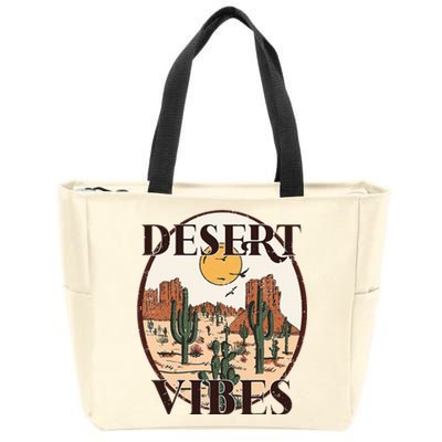 Retro Vintage Desert Vibes Cactus Lovers Zip Tote Bag