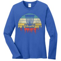 Retro Vintage Disc Golf Gift Frolf Flying Disc Sport Gift Ladies Long Sleeve Shirt