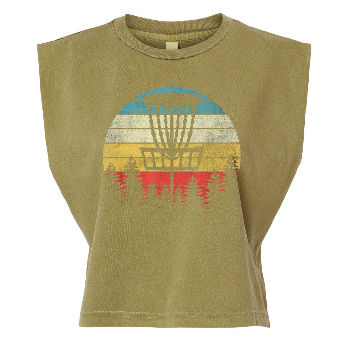 Retro Vintage Disc Golf Gift Frolf Flying Disc Sport Gift Garment-Dyed Women's Muscle Tee