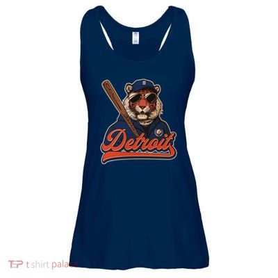 Retro Vintage Detroit Baseball Mascot Sports Fan Ladies Essential Flowy Tank