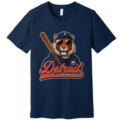 Retro Vintage Detroit Baseball Mascot Sports Fan Premium T-Shirt