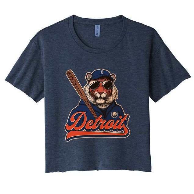 Retro Vintage Detroit Baseball Mascot Sports Fan Crop Top