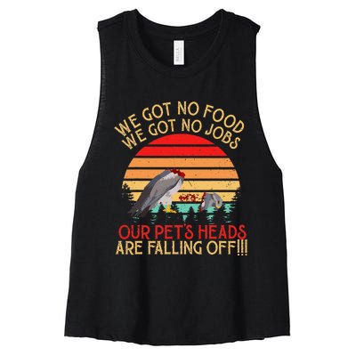 Retro Vintage Dumb & Dumber We Got No Food We Got No Jobs Women's Racerback Cropped Tank