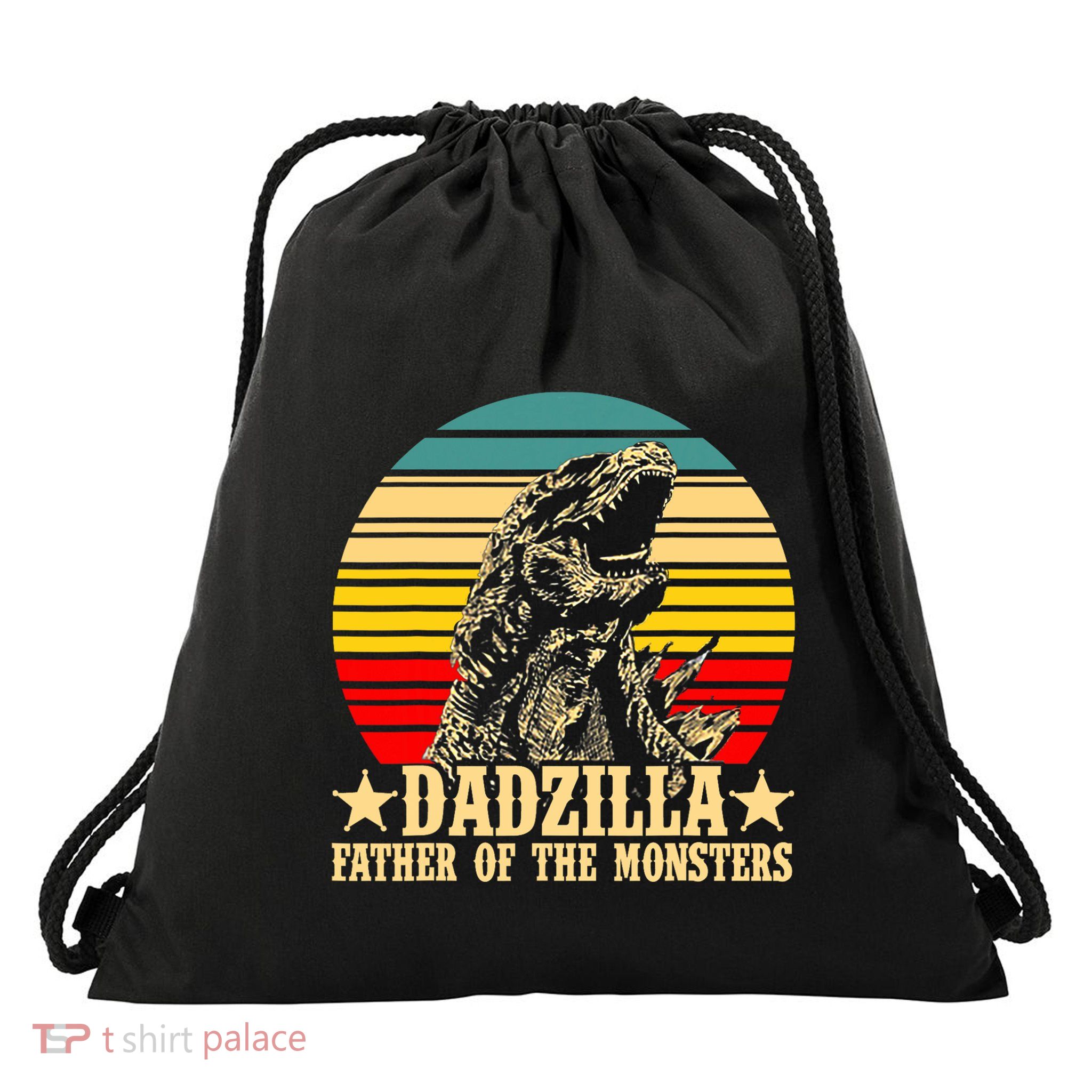 Retro Vintage Dadzilla Father Of The Monsters Drawstring Bag