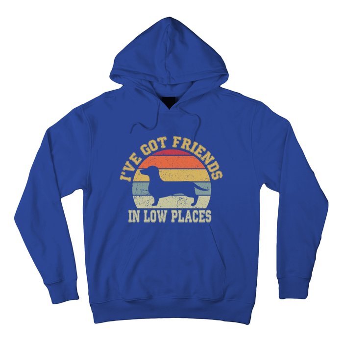 Retro Vintage Dachshund I've Got Friends In Low Place Gift Hoodie