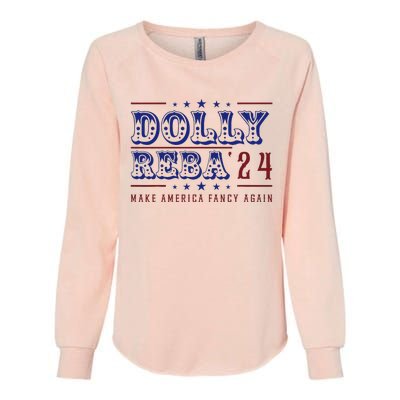 Retro Vintage Dolly And Reba 2024 Make America Fancy Again Womens California Wash Sweatshirt