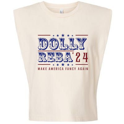 Retro Vintage Dolly And Reba 2024 Make America Fancy Again Garment-Dyed Women's Muscle Tee