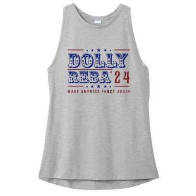 Retro Vintage Dolly And Reba 2024 Make America Fancy Again Ladies PosiCharge Tri-Blend Wicking Tank