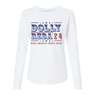 Retro Vintage Dolly And Reba 2024 Make America Fancy Again Womens Cotton Relaxed Long Sleeve T-Shirt