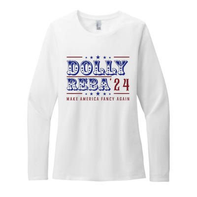 Retro Vintage Dolly And Reba 2024 Make America Fancy Again Womens CVC Long Sleeve Shirt