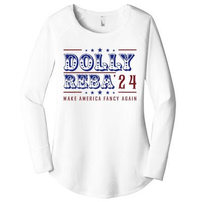 Retro Vintage Dolly And Reba 2024 Make America Fancy Again Women's Perfect Tri Tunic Long Sleeve Shirt