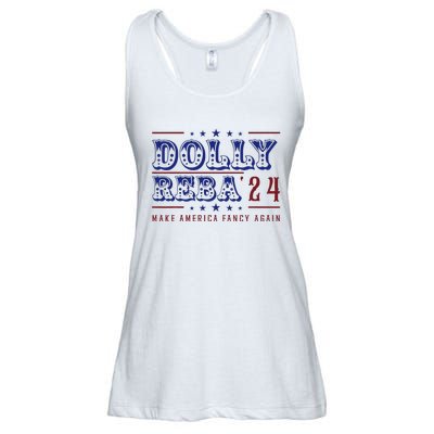 Retro Vintage Dolly And Reba 2024 Make America Fancy Again Ladies Essential Flowy Tank