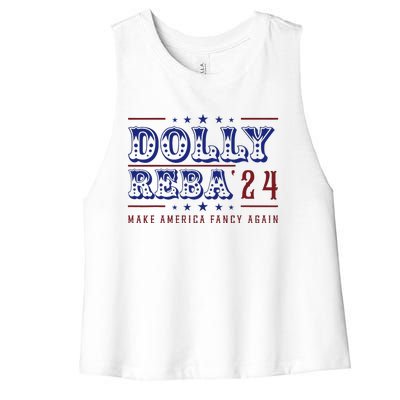 Retro Vintage Dolly And Reba 2024 Make America Fancy Again Women's Racerback Cropped Tank