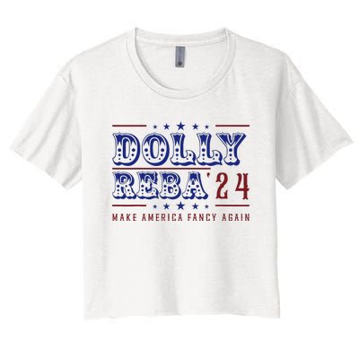 Retro Vintage Dolly And Reba 2024 Make America Fancy Again Women's Crop Top Tee