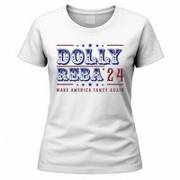 Retro Vintage Dolly And Reba 2024 Make America Fancy Again Women's T-Shirt