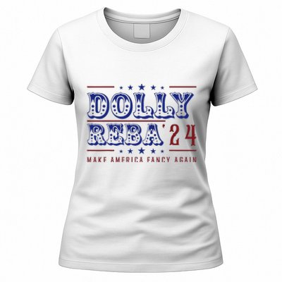 Retro Vintage Dolly And Reba 2024 Make America Fancy Again Women's T-Shirt