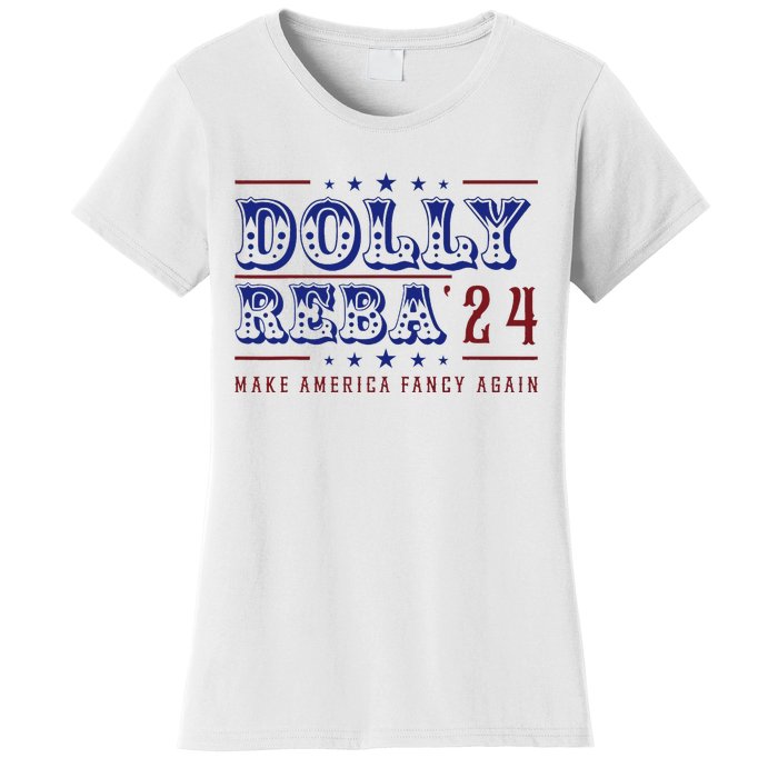 Retro Vintage Dolly And Reba 2024 Make America Fancy Again Women's T-Shirt