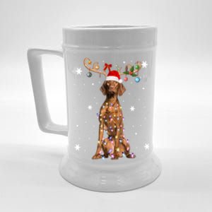 Reindeer Vizsla Dog Santa Hat Christmas Light Xmas Vizsla Cute Gift Beer Stein