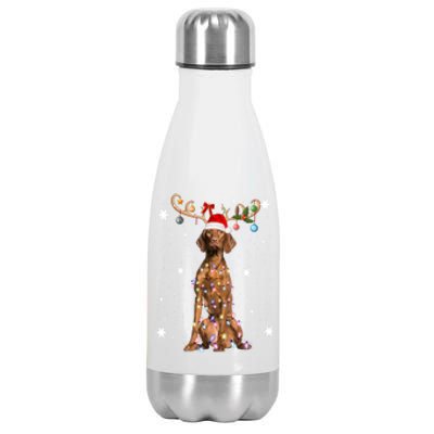 Reindeer Vizsla Dog Santa Hat Christmas Light Xmas Vizsla Cute Gift Stainless Steel Insulated Water Bottle