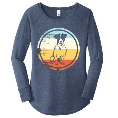 Retro Vintage Dog Design Jack Russell Terrier Women's Perfect Tri Tunic Long Sleeve Shirt