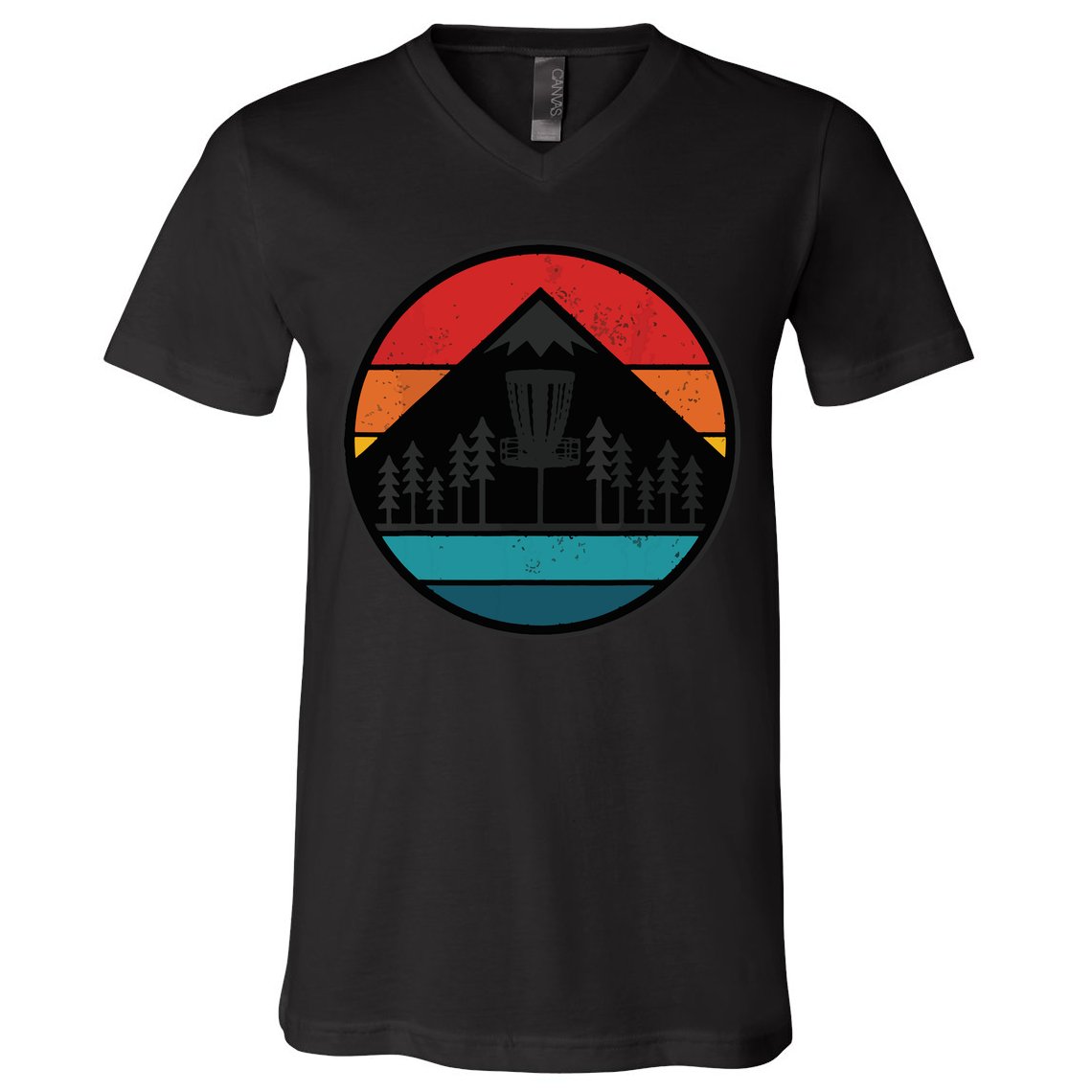 Retro Vintage Disc Golf Frolf Flying Disc Sport V-Neck T-Shirt