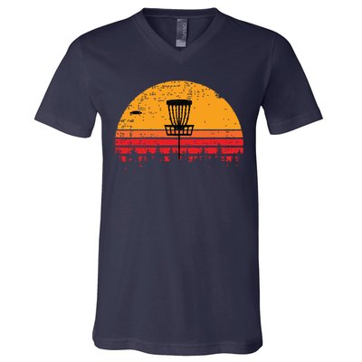 Retro Vintage Disc Golf Frolf Flying Disc Sport V-Neck T-Shirt