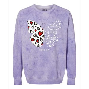 Red Valentine's Days Women Christian Butterfly Colorblast Crewneck Sweatshirt