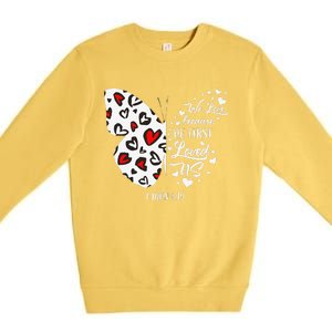 Red Valentine's Days Women Christian Butterfly Premium Crewneck Sweatshirt