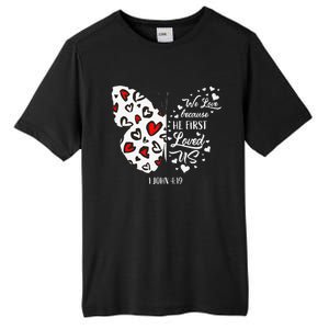 Red Valentine's Days Women Christian Butterfly Tall Fusion ChromaSoft Performance T-Shirt