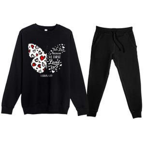 Red Valentine's Days Women Christian Butterfly Premium Crewneck Sweatsuit Set