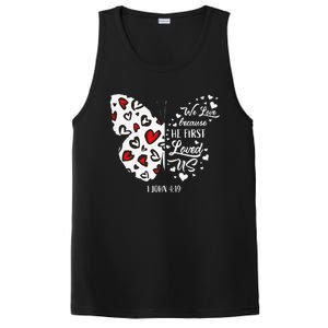 Red Valentine's Days Women Christian Butterfly PosiCharge Competitor Tank