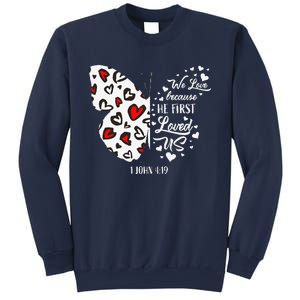 Red Valentine's Days Women Christian Butterfly Sweatshirt