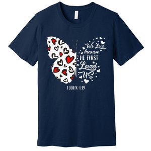 Red Valentine's Days Women Christian Butterfly Premium T-Shirt