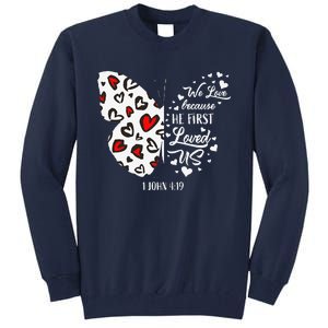 Red Valentine's Days Women Christian Butterfly Tall Sweatshirt