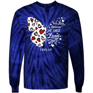 Red Valentine's Days Women Christian Butterfly Tie-Dye Long Sleeve Shirt