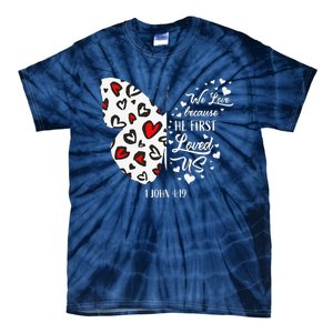 Red Valentine's Days Women Christian Butterfly Tie-Dye T-Shirt