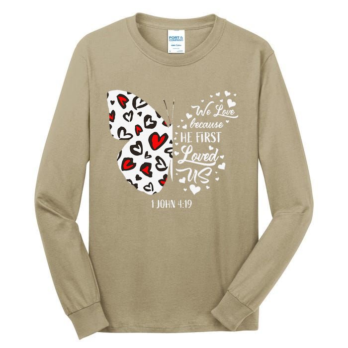 Red Valentine's Days Women Christian Butterfly Tall Long Sleeve T-Shirt