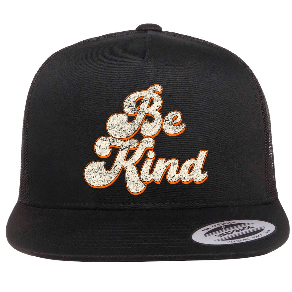 Retro Vintage Distressed Be Kind Flat Bill Trucker Hat