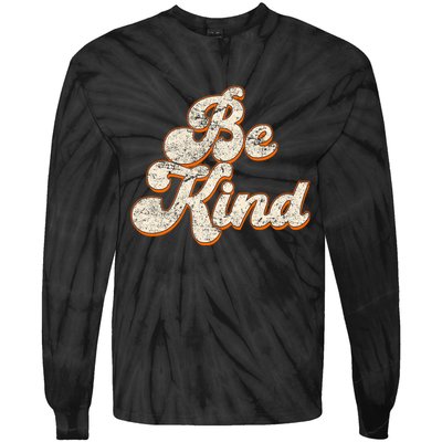 Retro Vintage Distressed Be Kind Tie-Dye Long Sleeve Shirt