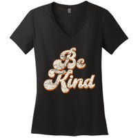 Retro Vintage Distressed Be Kind Women's V-Neck T-Shirt