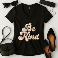 Retro Vintage Distressed Be Kind Women's V-Neck T-Shirt