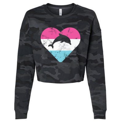 Retro Vintage Dolphin Gift For Cropped Pullover Crew