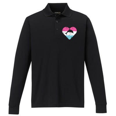 Retro Vintage Dolphin Gift For Performance Long Sleeve Polo