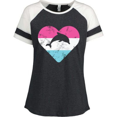 Retro Vintage Dolphin Gift For Enza Ladies Jersey Colorblock Tee