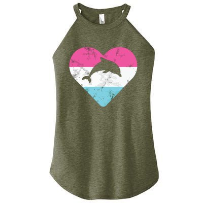 Retro Vintage Dolphin Gift For Women’s Perfect Tri Rocker Tank