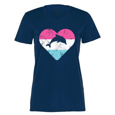 Retro Vintage Dolphin Gift For Women's Momentum V-Neck T-Shirt